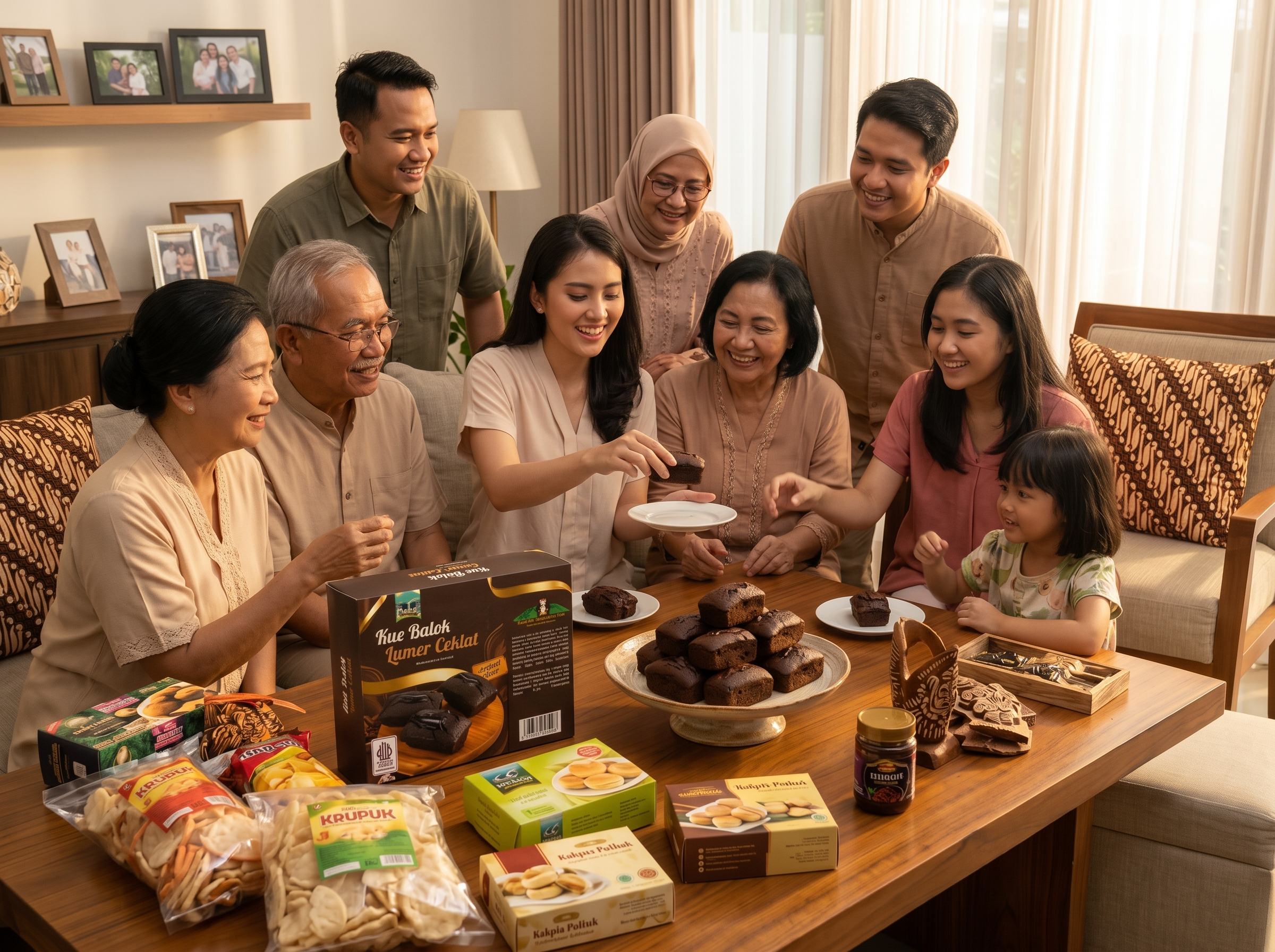 Menikmati oleh-oleh bersama teman